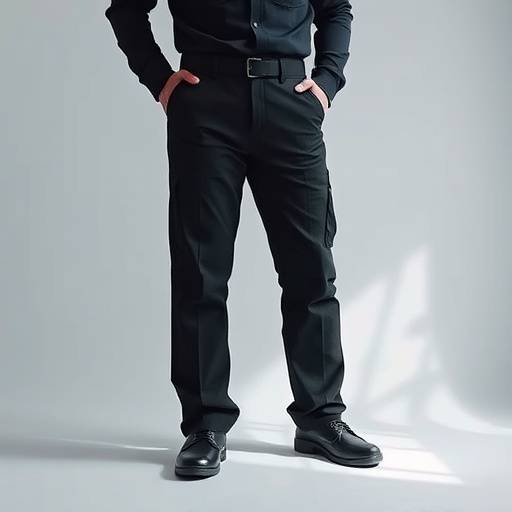 Cal칛a social masculina preta, corte reto, ideal para o trabalho
