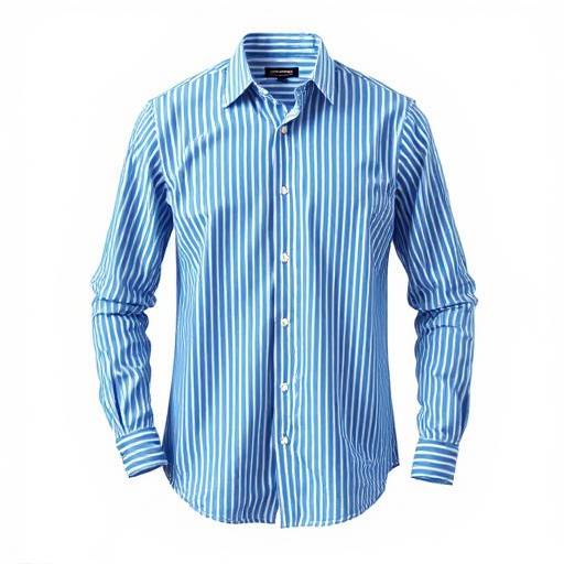 Camisa social masculina listrada azul e branca, manga longa